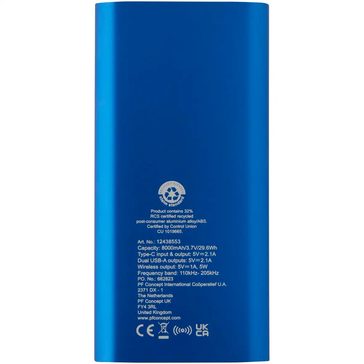 8000 mAh Typ-C kabellose Powerbank aus recyceltem Aluminium – Ansicht 9