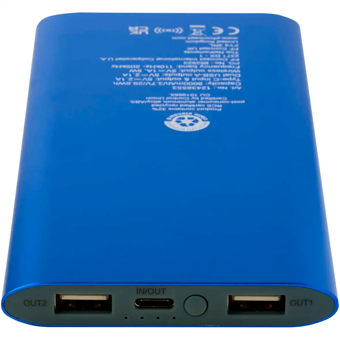 8000 mAh Typ-C kabellose Powerbank aus recyceltem Aluminium – Ansicht 10