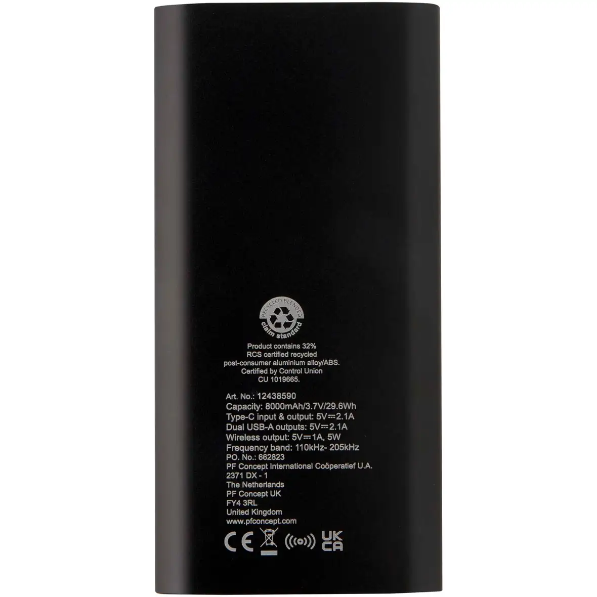 8000 mAh Typ-C kabellose Powerbank aus recyceltem Aluminium – Ansicht 21