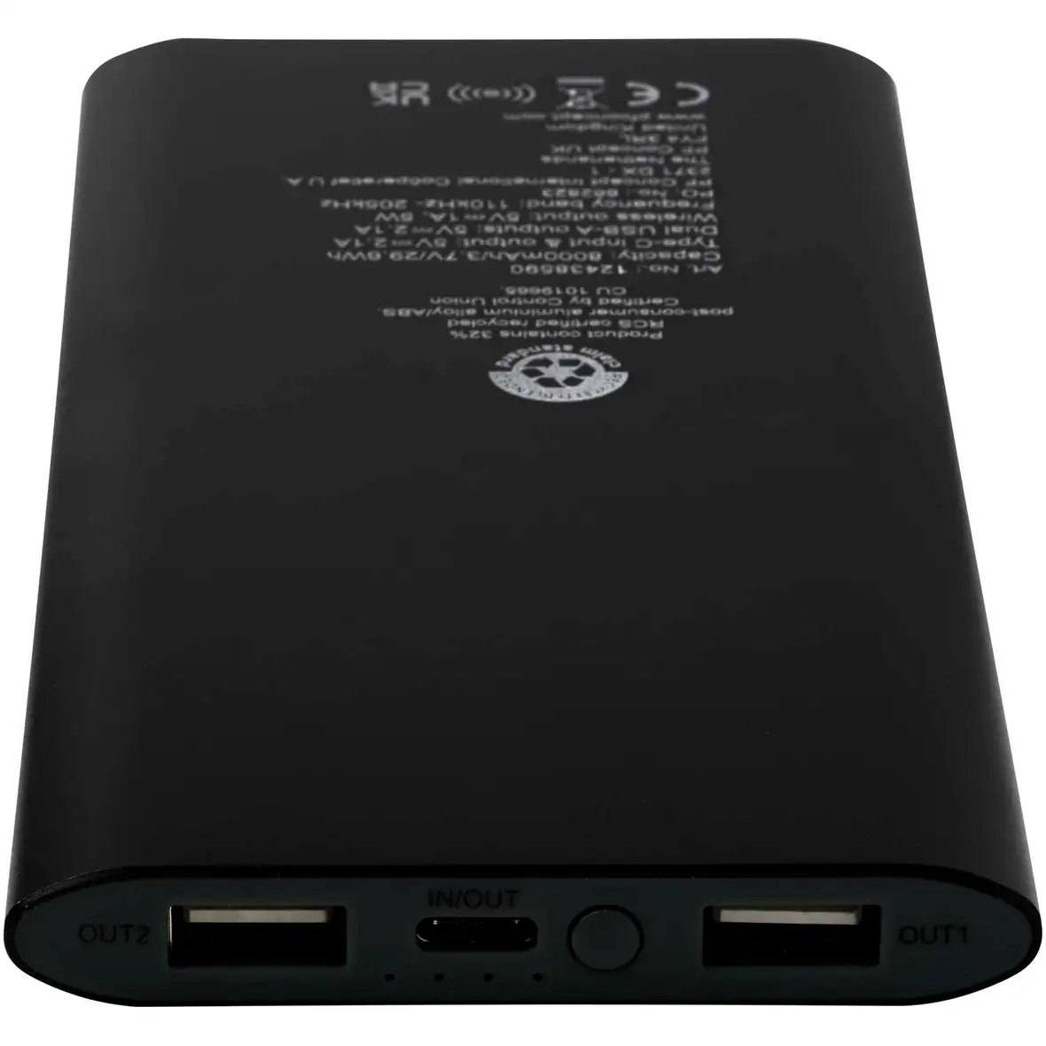8000 mAh Typ-C kabellose Powerbank aus recyceltem Aluminium – Ansicht 22
