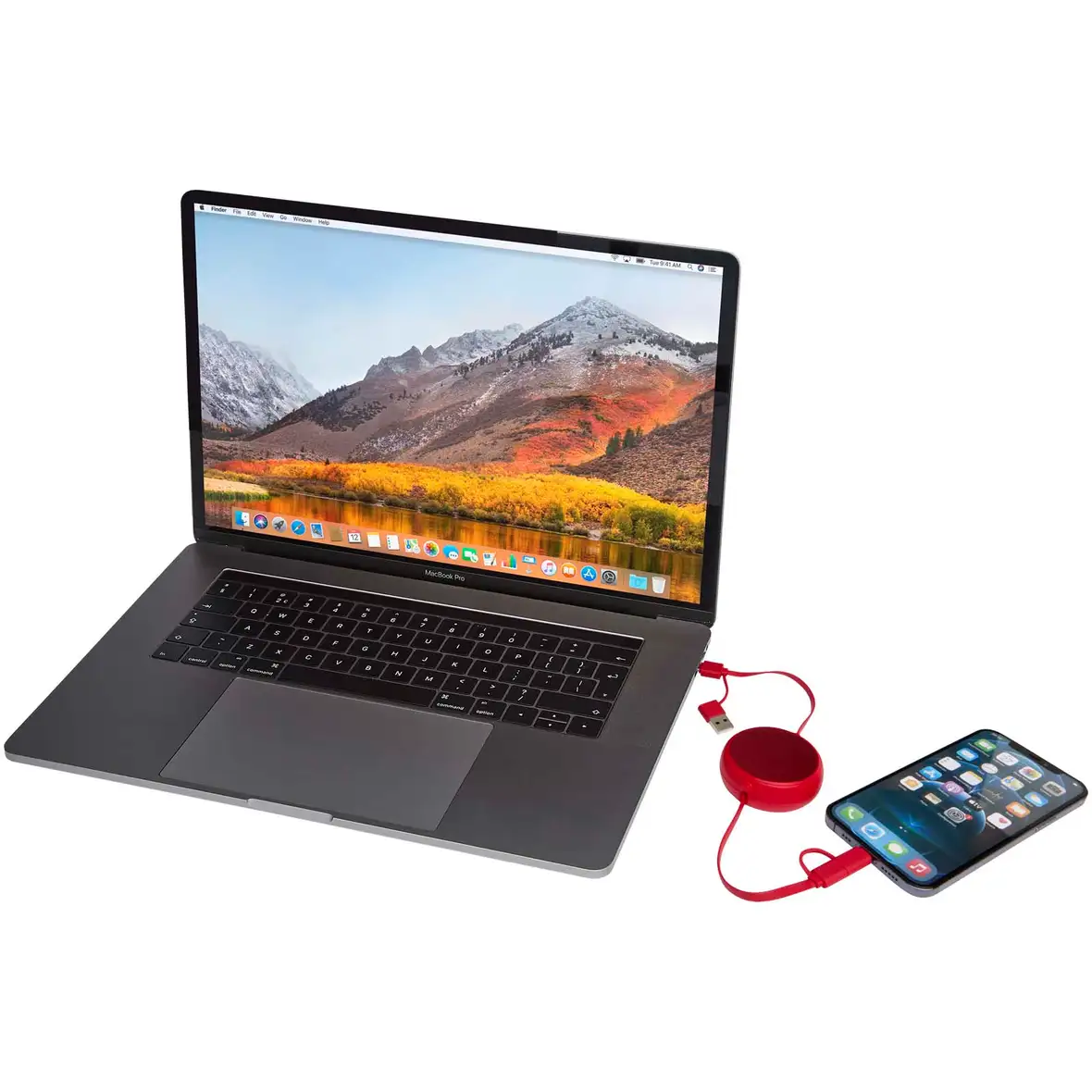 100 cm 5-in-1 Kabel aus recyceltem Kunststoff und Aluminium, einziehbar, für Datenübertragung und 45W Schnellladung – Ansicht 6