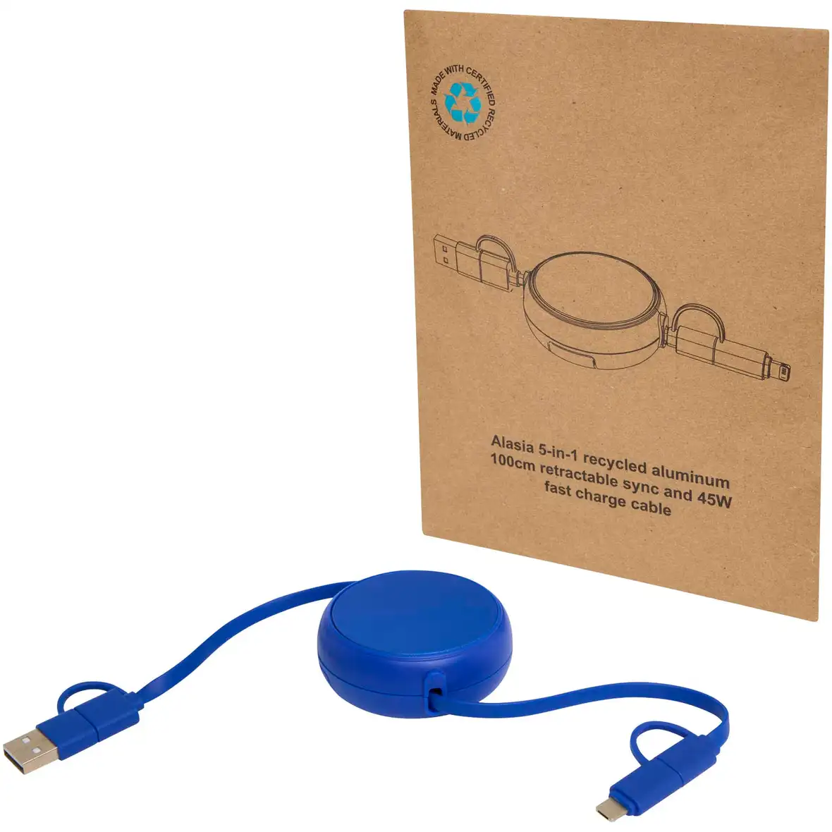 100 cm 5-in-1 Kabel aus recyceltem Kunststoff und Aluminium, einziehbar, für Datenübertragung und 45W Schnellladung – Ansicht 7