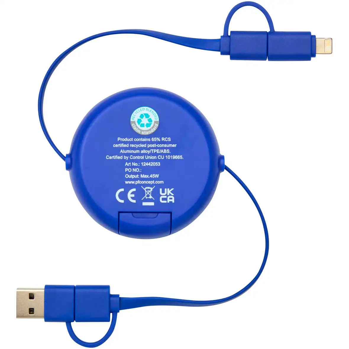 100 cm 5-in-1 Kabel aus recyceltem Kunststoff und Aluminium, einziehbar, für Datenübertragung und 45W Schnellladung – Ansicht 9