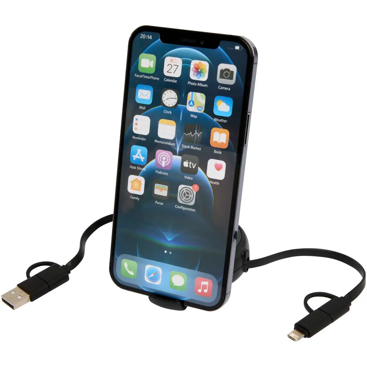 100 cm 5-in-1 Kabel aus recyceltem Kunststoff und Aluminium, einziehbar, für Datenübertragung und 45W Schnellladung – Ansicht 23