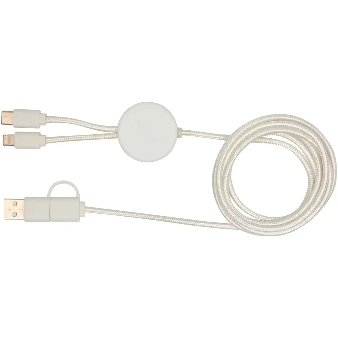 150 cm 5-in-1 Kabel aus recyceltem Kunststoff für Datenübertragung und 27W Schnellladung mit Bambusdetails – Ansicht 3