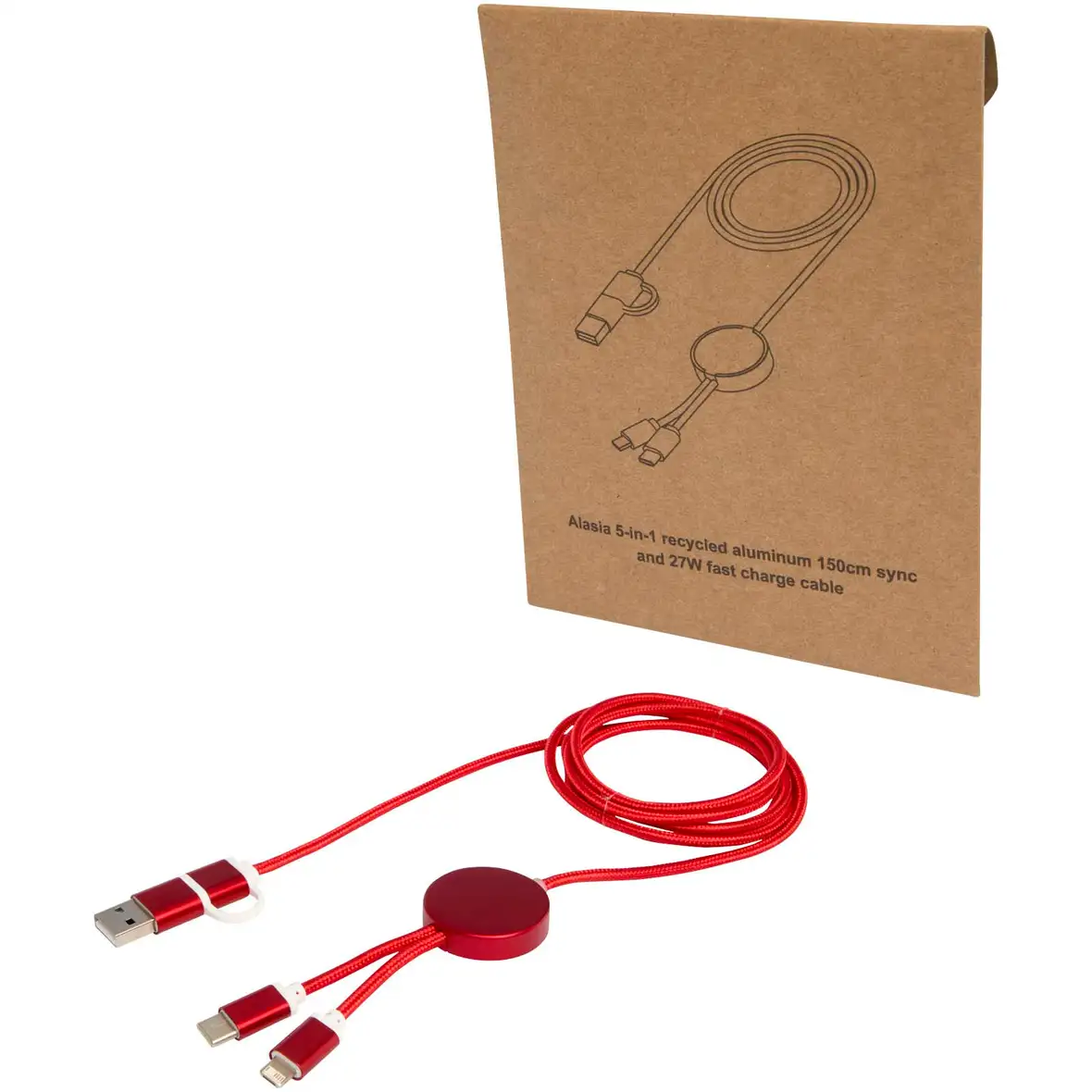 150 cm 5-in-1 Kabel aus recyceltem Kunststoff für Datenübertragung und 27W Schnellladung – Ansicht 1