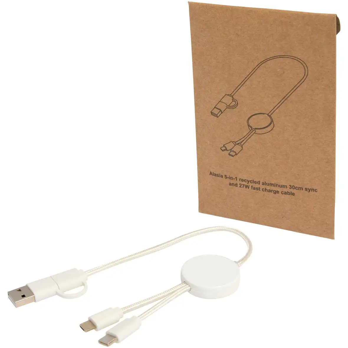 30 cm 5-in-1 Kabel aus recyceltem Kunststoff für Datenübertragung und 27W Schnellladung – Ansicht 1
