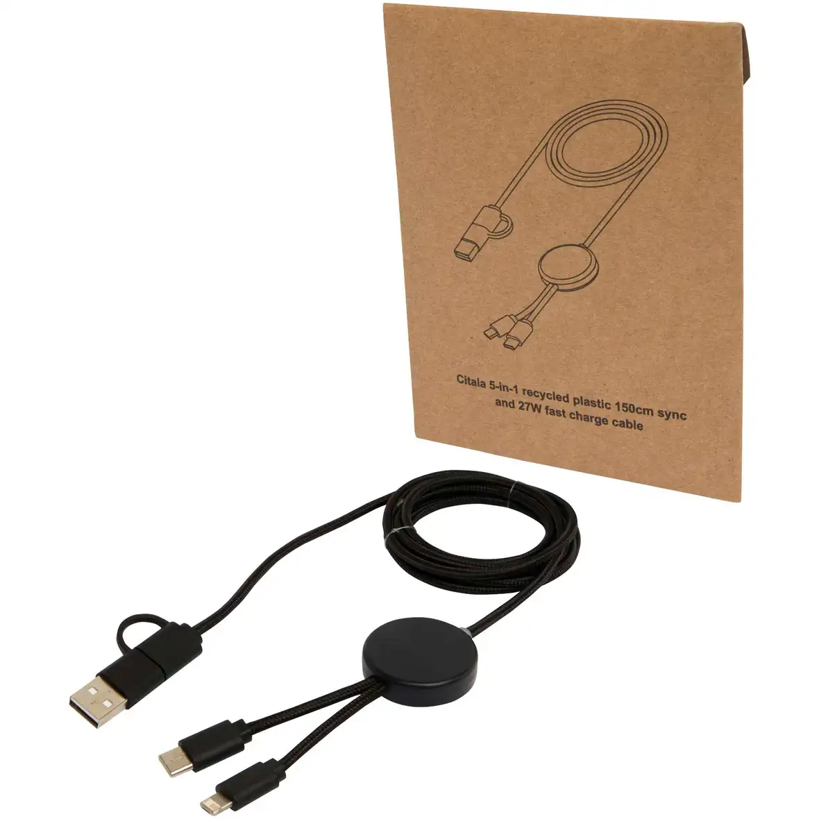 150 cm 5-in-1 Kabel aus recyceltem Kunststoff für Datenübertragung und 27W Schnellladung – Ansicht 7