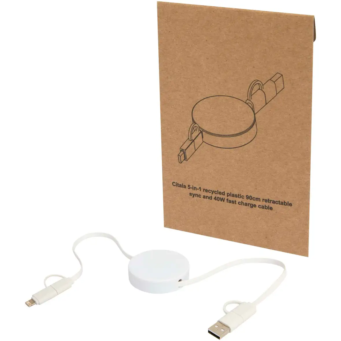 90 cm 5-in-1 Kabel aus recyceltem Kunststoff für Datenübertragung und 40W Schnellladung – Ansicht 1