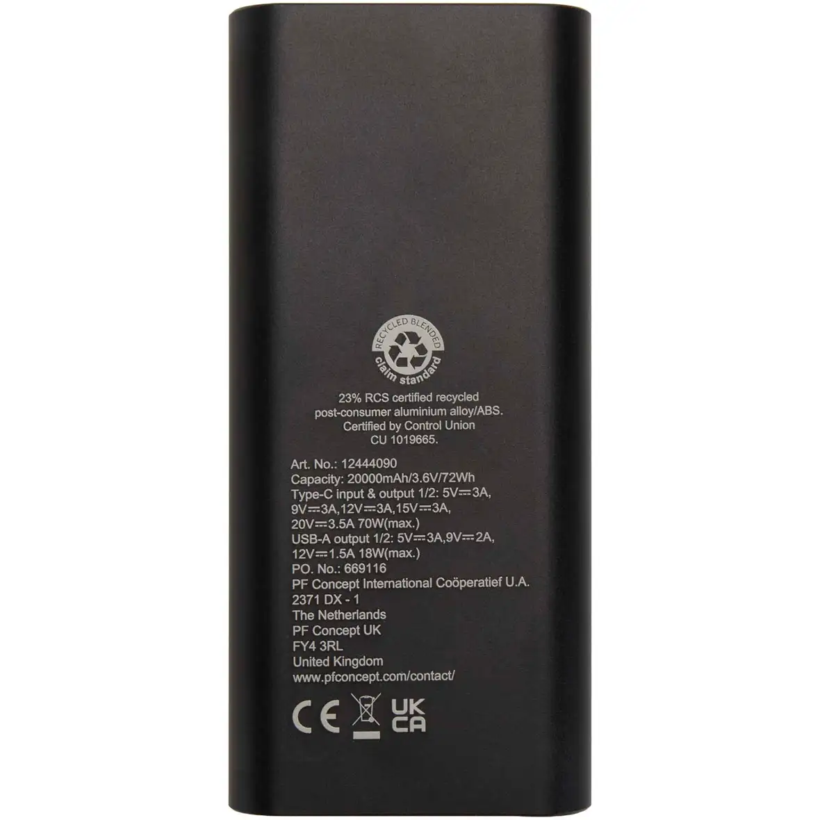 70 W 20.000 mAh Laptop Powerbank aus recyceltem Aluminium – Ansicht 3
