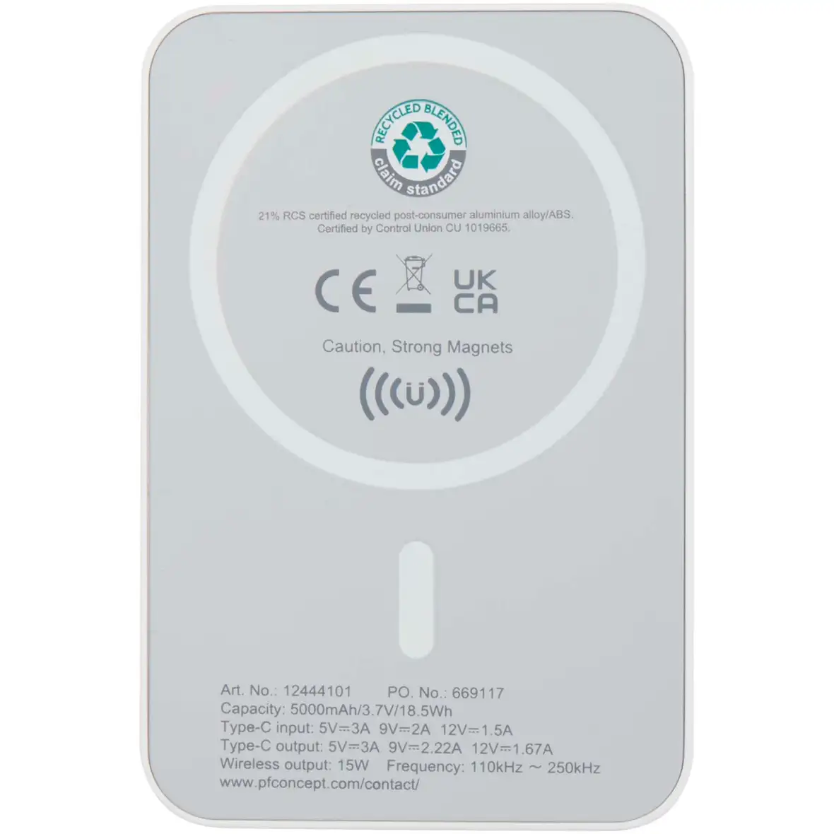 15 W 5.000 mAh magnetische kabellose Powerbank mit 20 W PD aus recyceltem Kunststoff – Ansicht 3