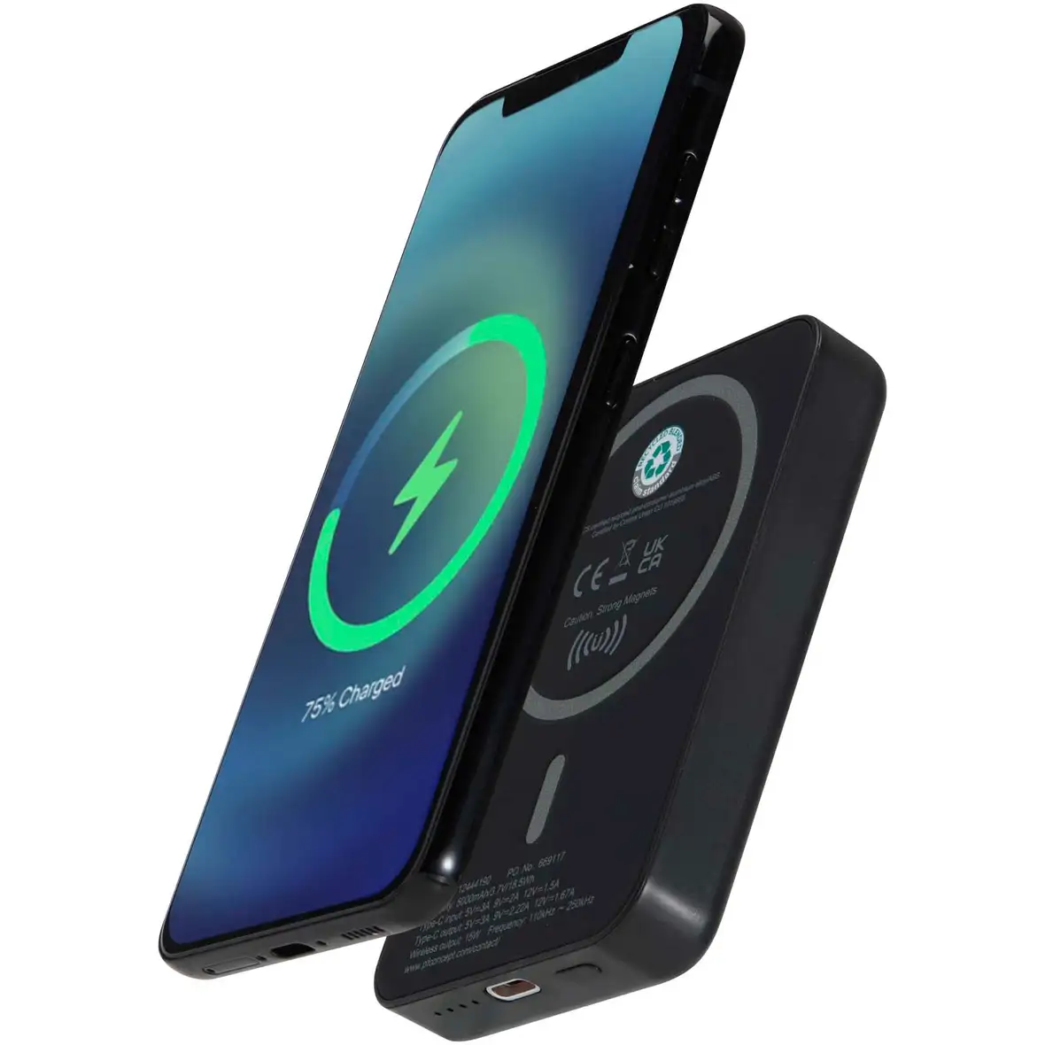 15 W 5.000 mAh magnetische kabellose Powerbank mit 20 W PD aus recyceltem Kunststoff – Ansicht 7