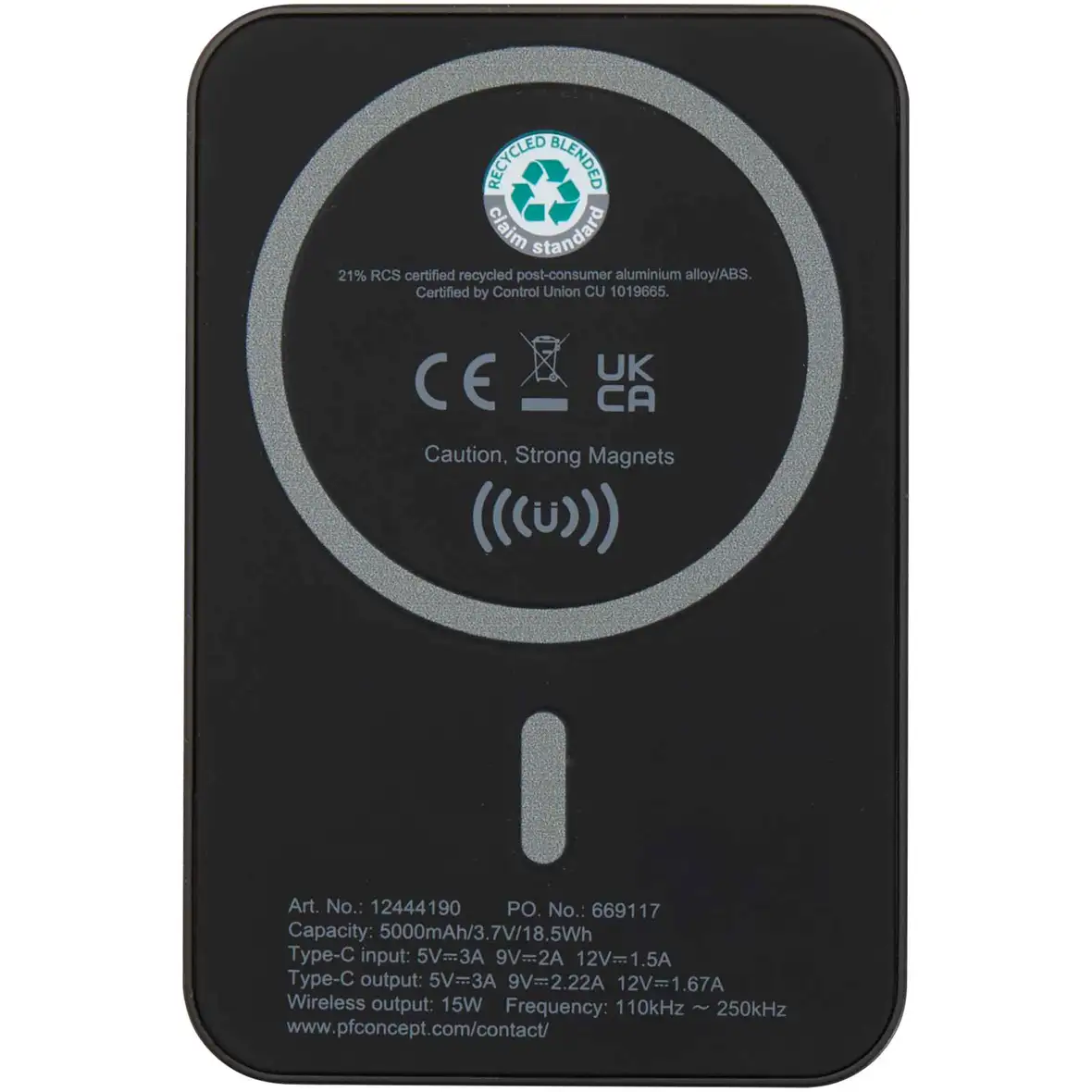 15 W 5.000 mAh magnetische kabellose Powerbank mit 20 W PD aus recyceltem Kunststoff – Ansicht 9