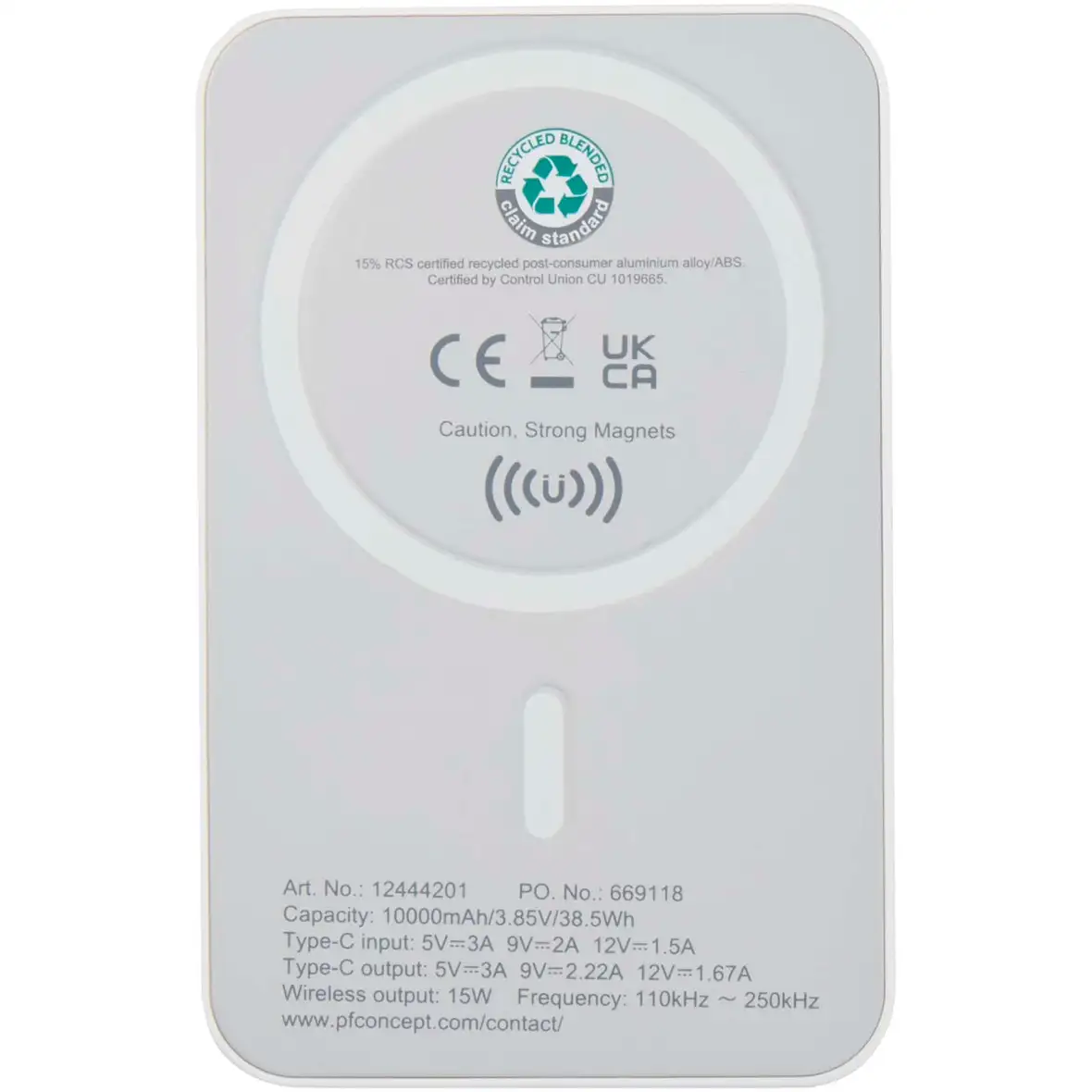 15 W 10.000 mAh magnetische kabellose Powerbank mit 20 W PD aus recyceltem Kunststoff – Ansicht 3