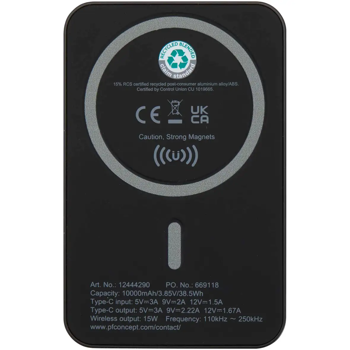 15 W 10.000 mAh magnetische kabellose Powerbank mit 20 W PD aus recyceltem Kunststoff – Ansicht 9