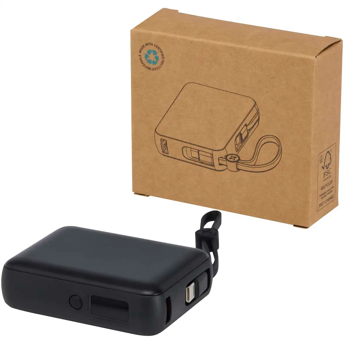 35 W 10.000 mAh Tablet Powerbank mit integriertem Typ-C-Kabel aus recyceltem Kunststoff – Ansicht 8