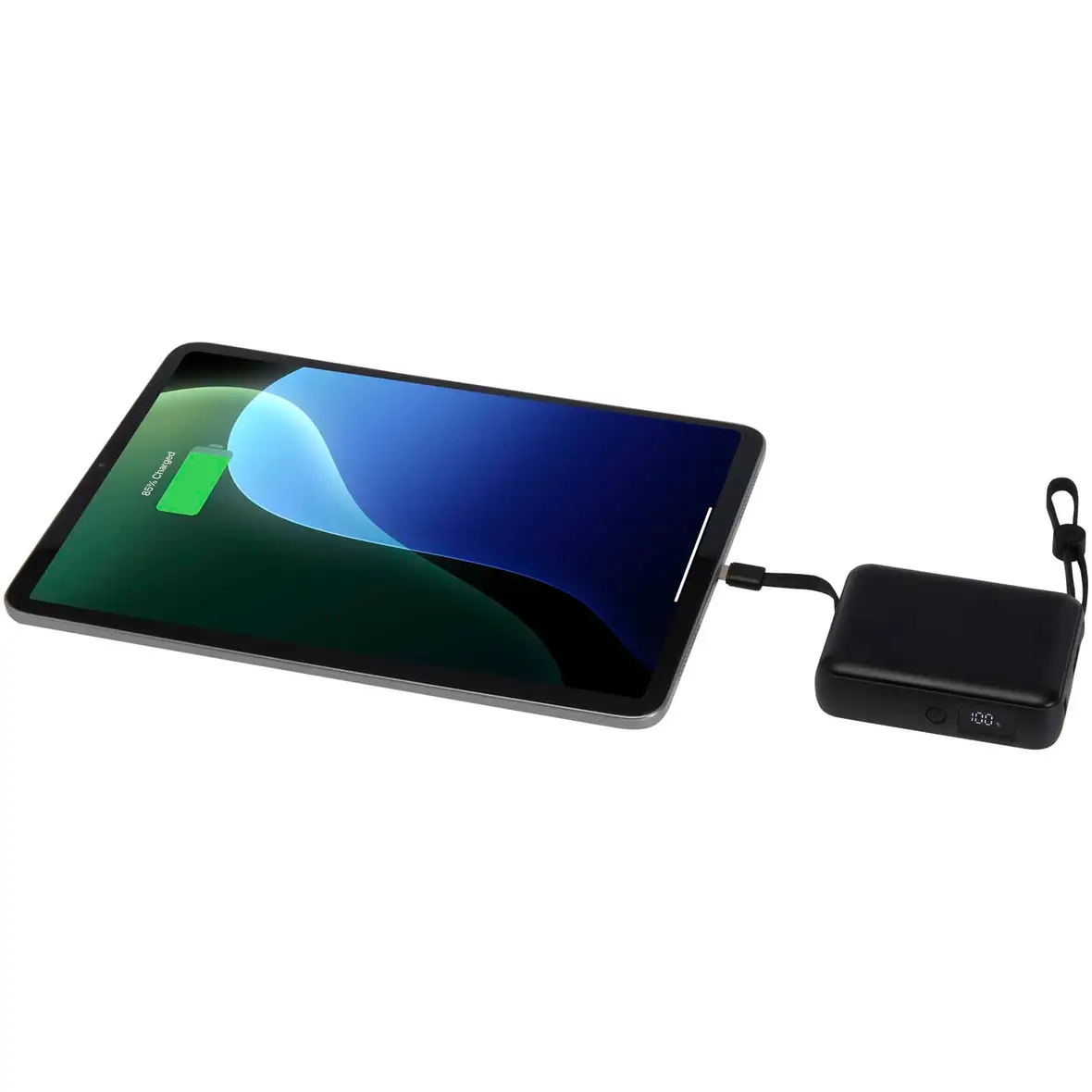 35 W 10.000 mAh Tablet Powerbank mit integriertem Typ-C-Kabel aus recyceltem Kunststoff – Ansicht 12