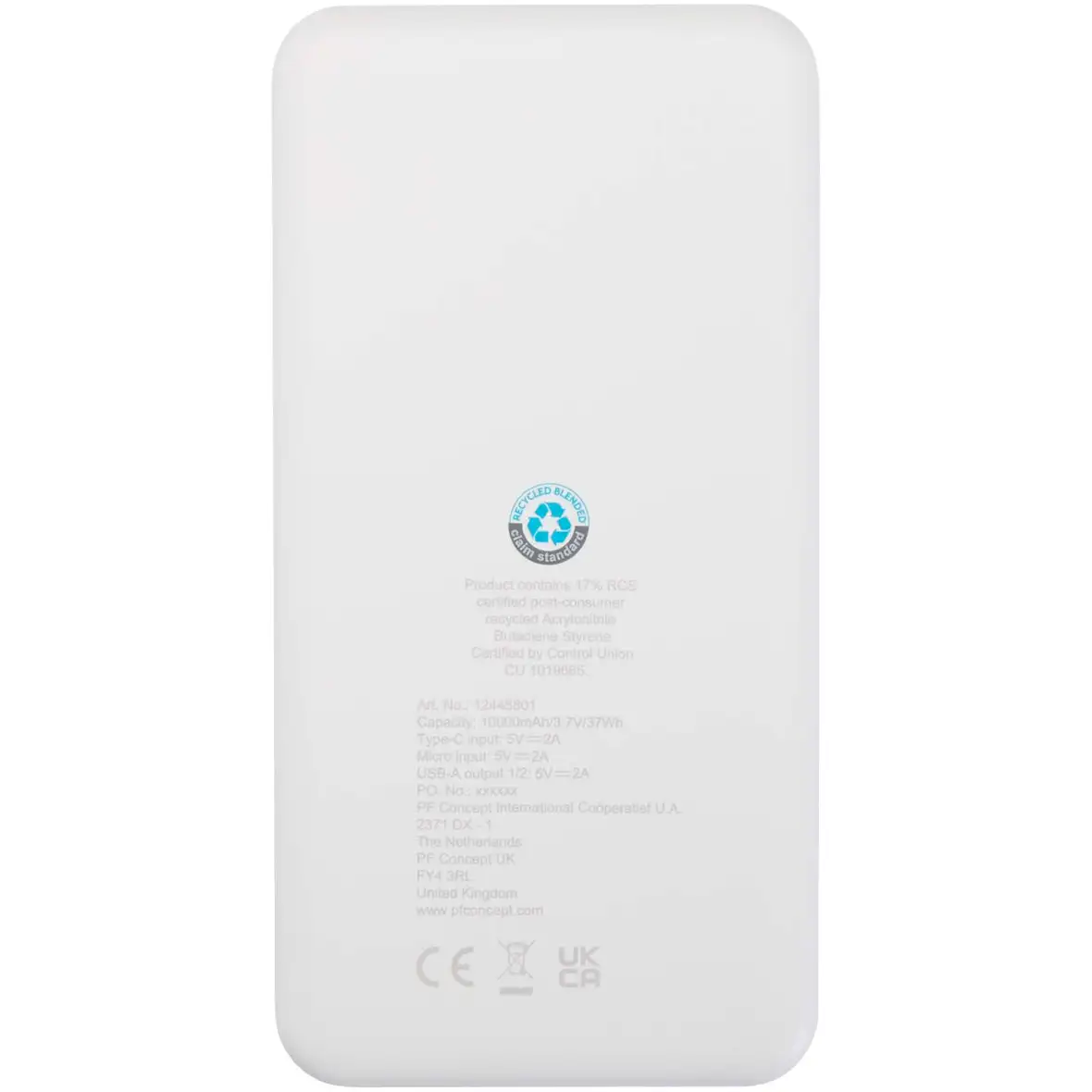10 W 10.000 mAh Powerbank aus recyceltem Kunststoff – Ansicht 3