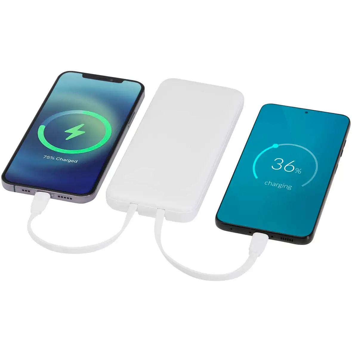 10 W 10.000 mAh Powerbank aus recyceltem Kunststoff mit 2 integrierten Kabeln – Ansicht 5
