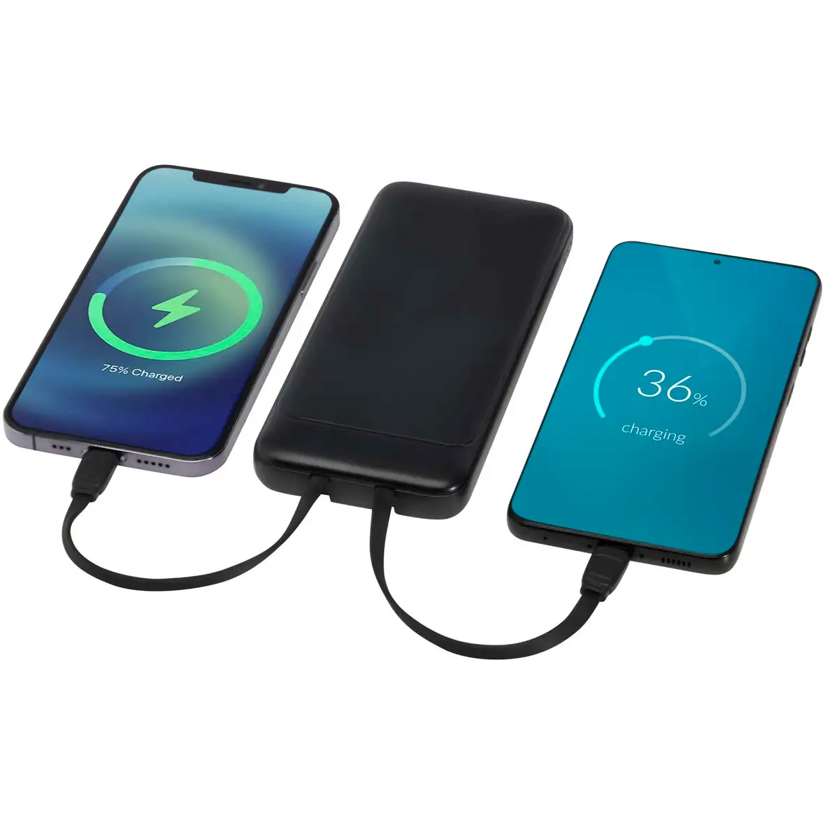 10 W 10.000 mAh Powerbank aus recyceltem Kunststoff mit 2 integrierten Kabeln – Ansicht 11