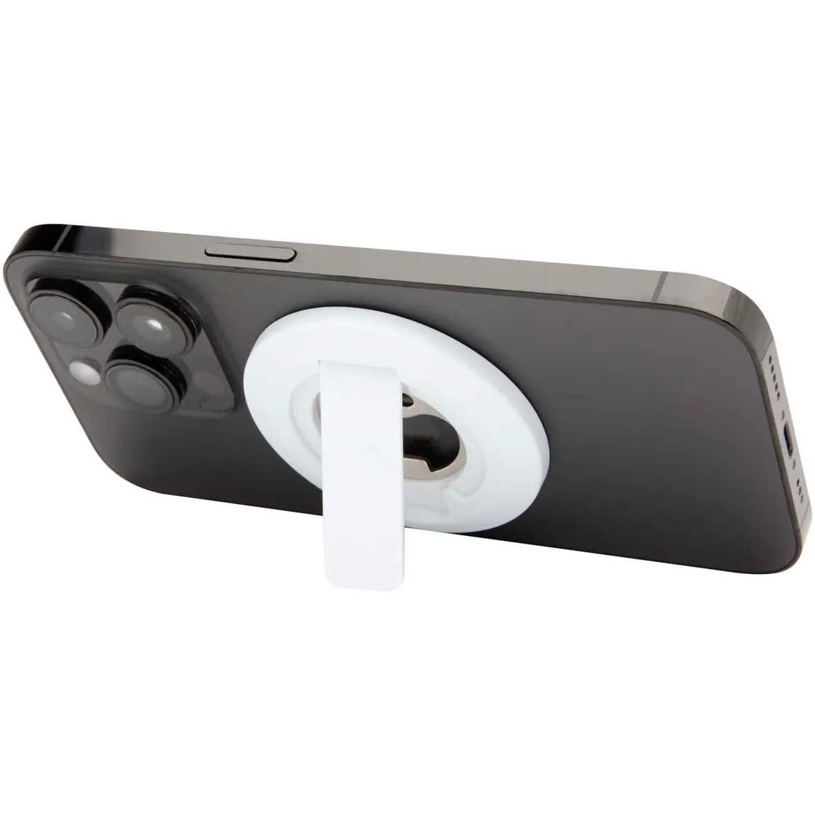 Magnetische Smartphonehalterung aus recyceltem Kunststoff mit Flaschenöffner – Werbeartikel mit Logo bedrucken