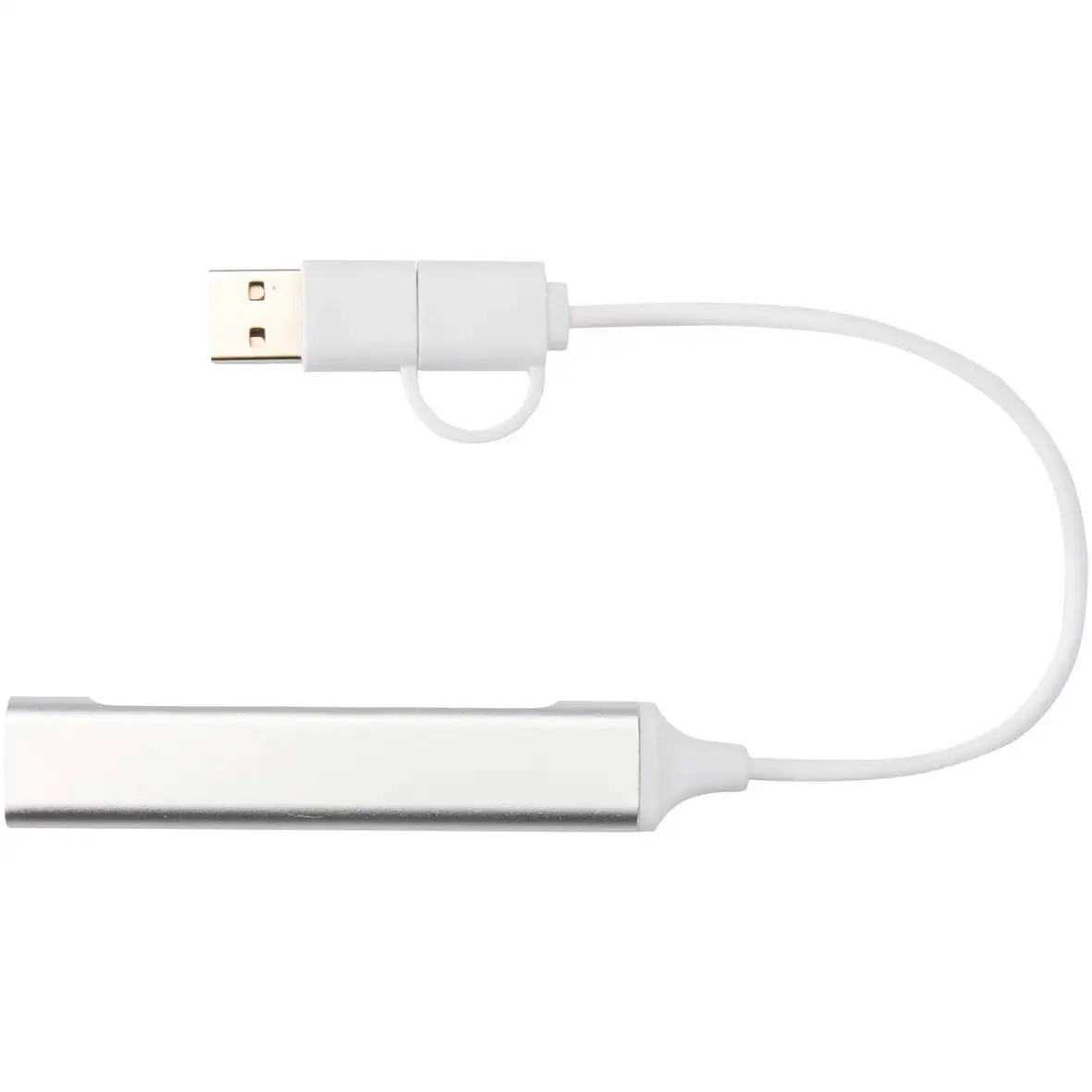 4 Port Hub aus recyceltem Aluminium mit USB-A- und Typ-C-Anschlüssen und zwei Eingängen – Ansicht 2
