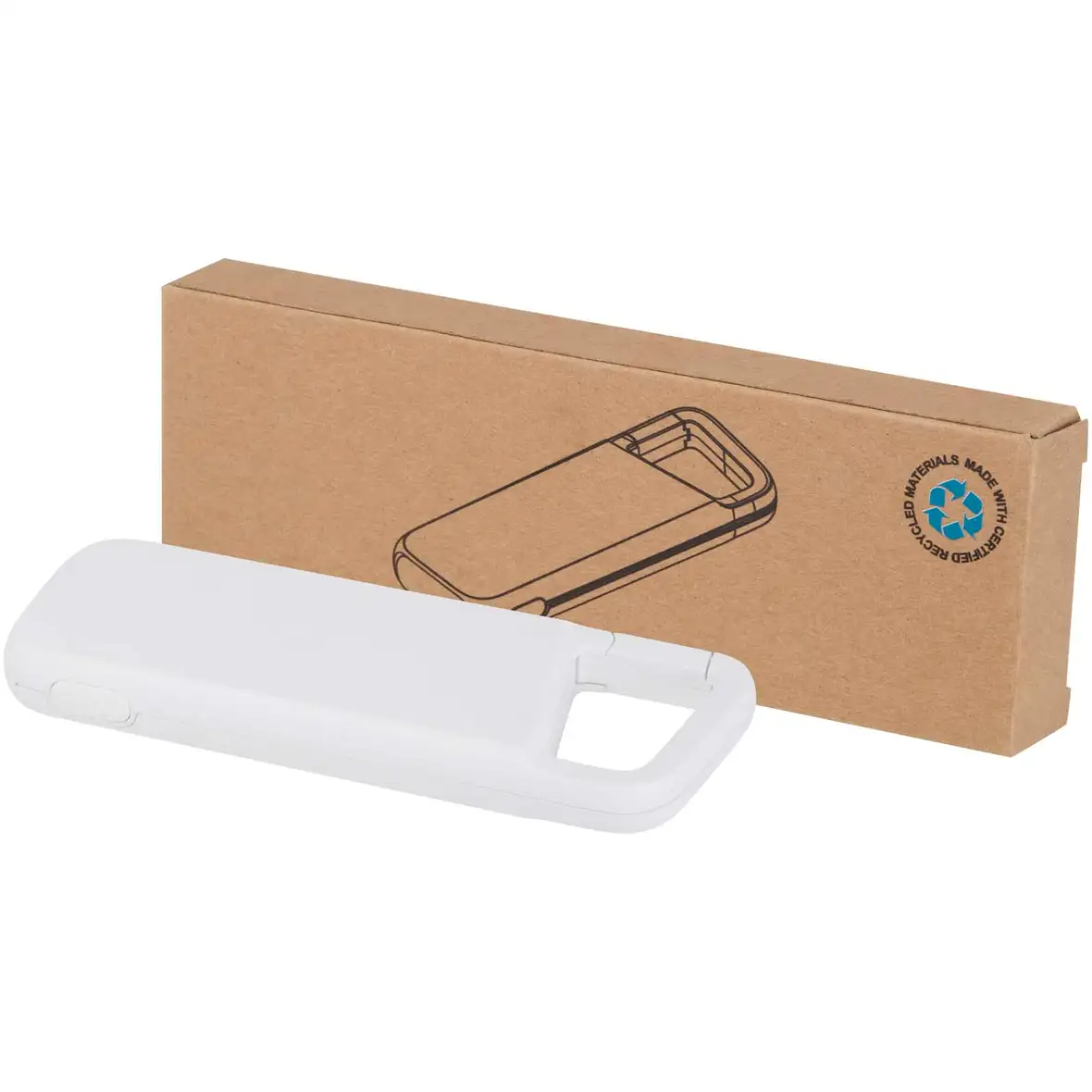 12 W 5.000 mAh wasserfeste Powerbank aus recyceltem Kunststoff mit Karabinerhaken – Ansicht 1