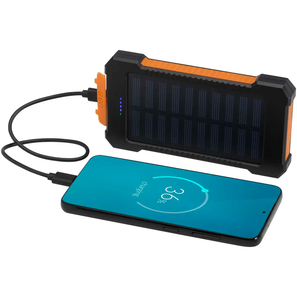10 W 5000 mAh robuste Solar Powerbank aus recyceltem Kunststoff mit integrierter Taschenlampe – Ansicht 5