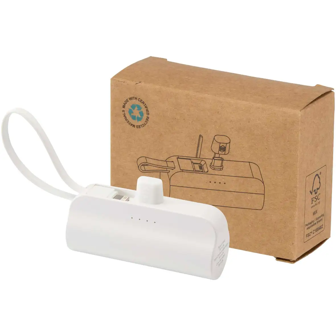 10 W 5000 mAh Typ C Powerbank aus recyceltem Kunststoff mit integriertem Klappständer und 2 in 1 Kabel – Ansicht 4