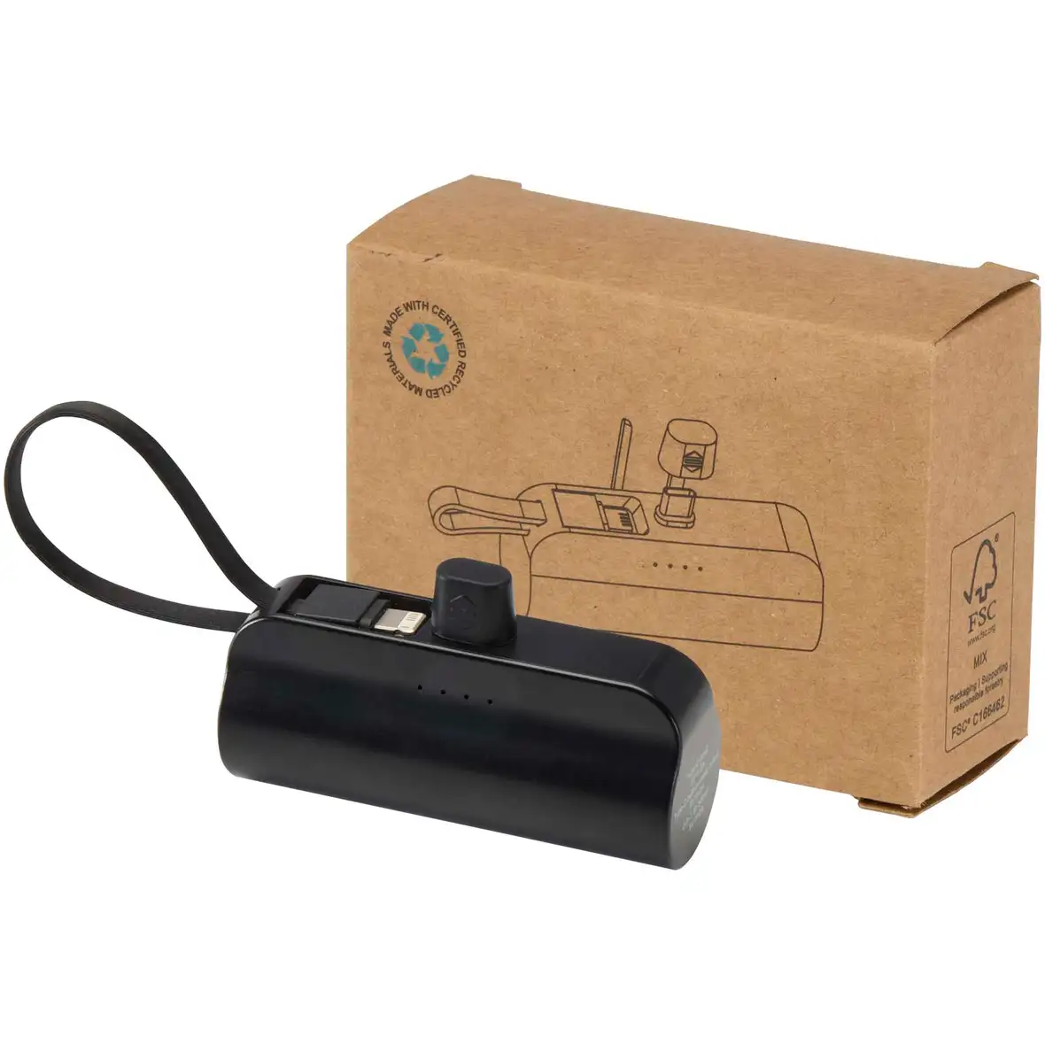 10 W 5000 mAh Typ C Powerbank aus recyceltem Kunststoff mit integriertem Klappständer und 2 in 1 Kabel – Ansicht 10