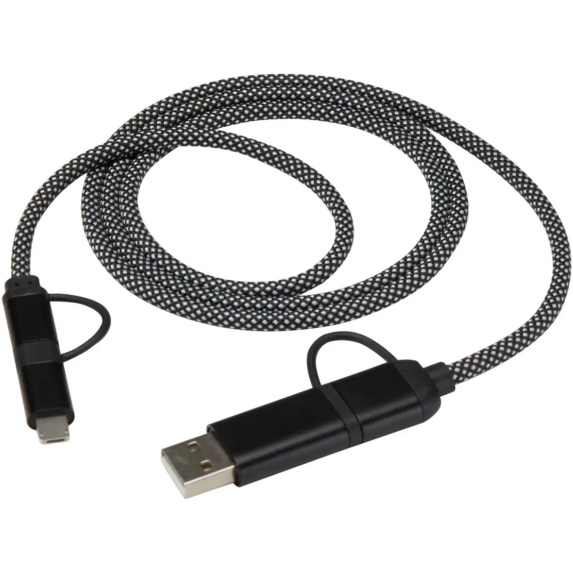 65 W, 100 cm, RCS-zertifiziertes magnetisches 4-in-1-Ladekabel – Werbeartikel mit Logo bedrucken