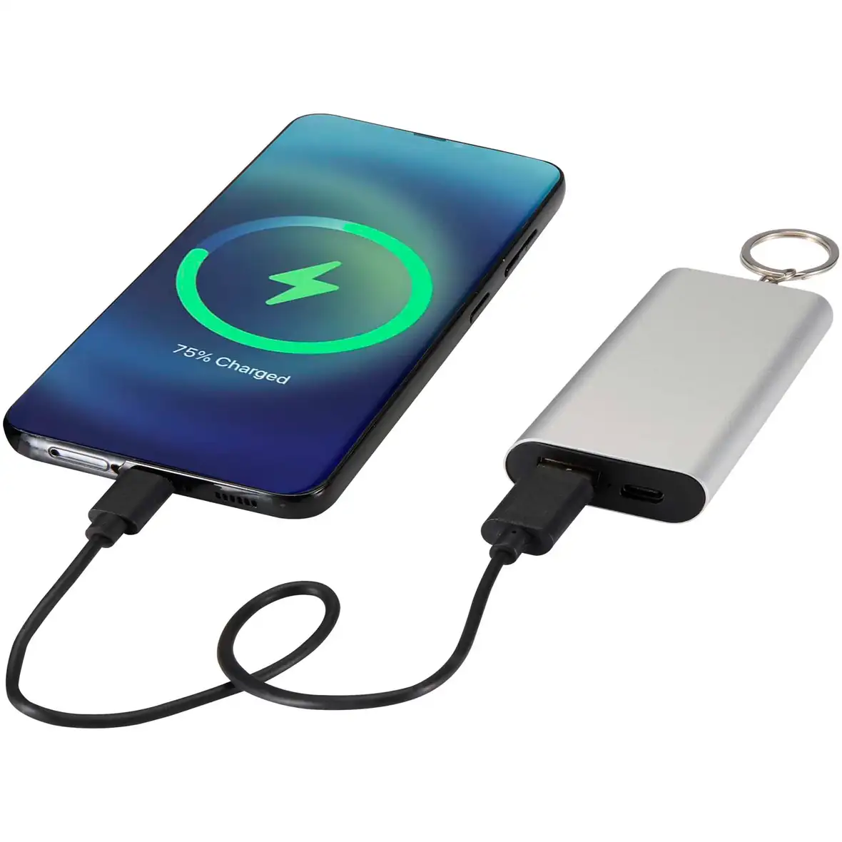 2000 mAh Powerbank aus recyceltem Aluminium mit Schlüsselanhänger – Ansicht 5