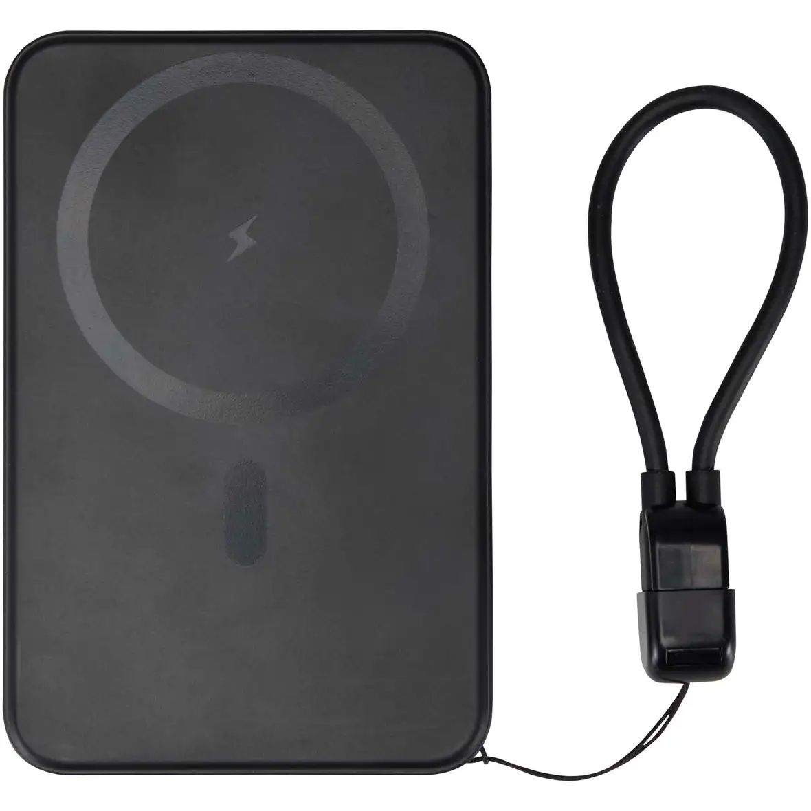 5000 mAh Powerbank aus recyceltem Kunststoff mit Magnetverschluss und Lanyard – Ansicht 3