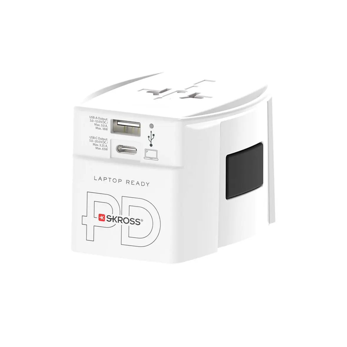 SKROSS® MUV AC65PD Reiseadapter mit USB-C Kabel – Werbeartikel mit Logo bedrucken