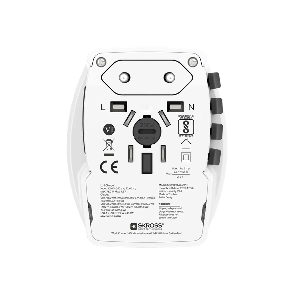 SKROSS® MUV AC65PD Reiseadapter mit USB-C Kabel – Ansicht 2