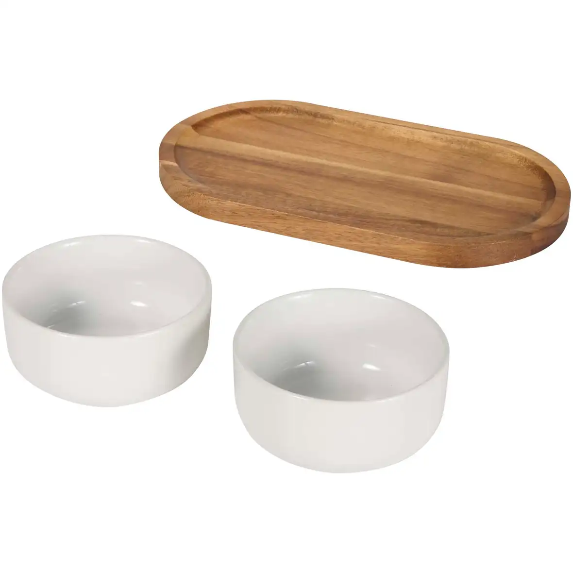 Set aus Holztablett und Keramik- Servierschalen – Ansicht 3