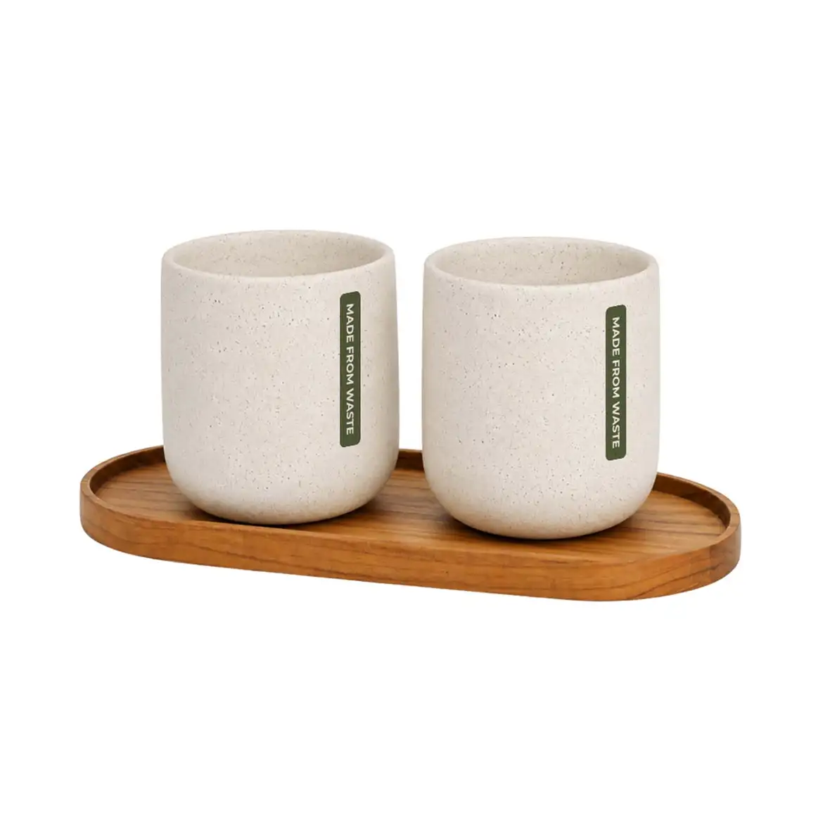 Originalhome ovales Holztablett und 150 ml Keramiktassen Set – Ansicht 4