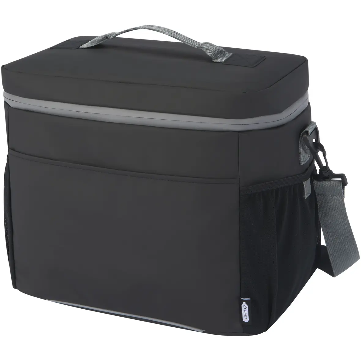Wasserabweisende Kühltasche für 20 Dosen aus GRS Recyclingmaterial 22 L – Werbeartikel mit Logo bedrucken
