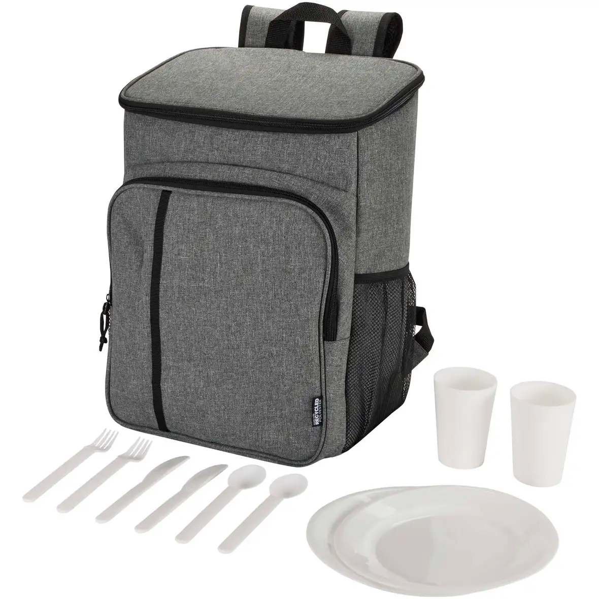 Recycelter Picknickkühlrucksack mit Besteckset 20L – Ansicht 4