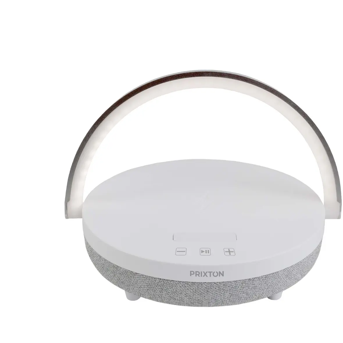 Prixton 10W 4-in-1 Bluetooth®-Lautsprecher mit LED-Licht und kabelloser Ladestation – Werbeartikel mit Logo bedrucken