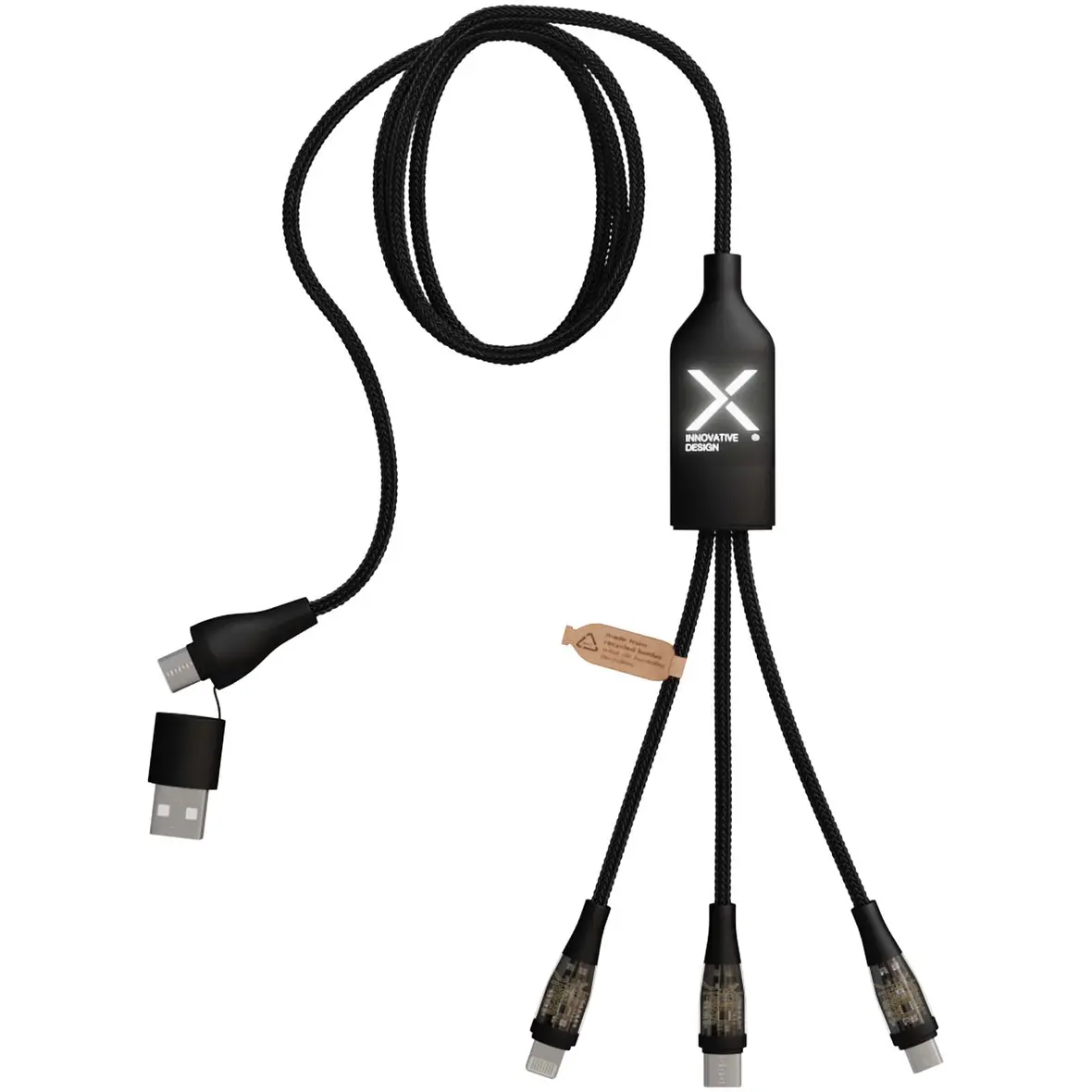 100 W/5 A 5-in-1 Schnellladekabel mit Digitalanzeige – Werbeartikel mit Logo bedrucken