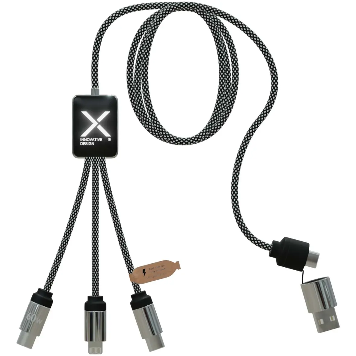 60W Typ C Ladekabel mit doppeltem Leuchtlogo – Werbeartikel mit Logo bedrucken