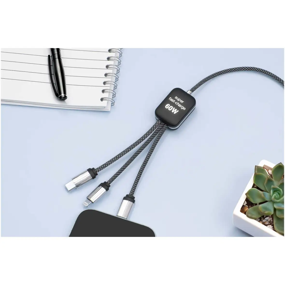 60W Typ C Ladekabel mit doppeltem Leuchtlogo – Ansicht 7