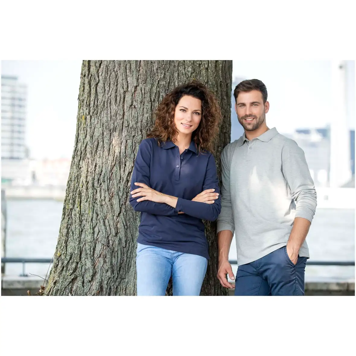 180 g/m² Langarm Poloshirt für Damen – Ansicht 20