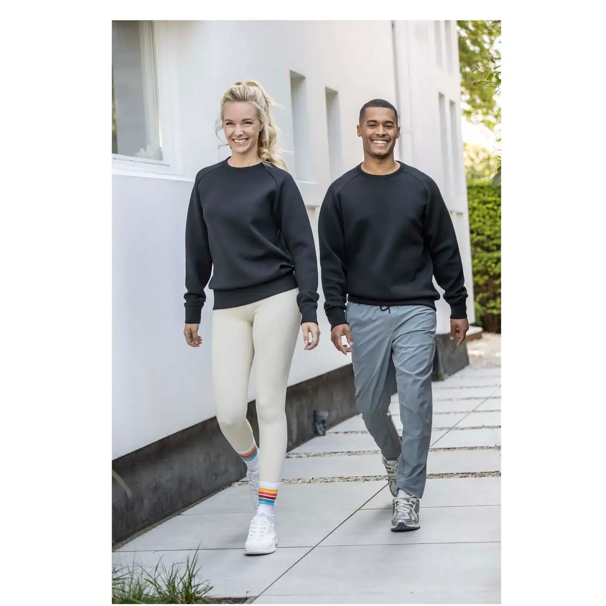 350 g/m² Sportpullover mit Rundhalsausschnitt und Interlock Strick Unisex – Ansicht 4