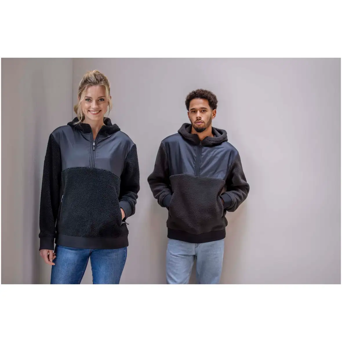 370 g/m² Sherpa Fleecepullover Half-Zip Unisex – Ansicht 5